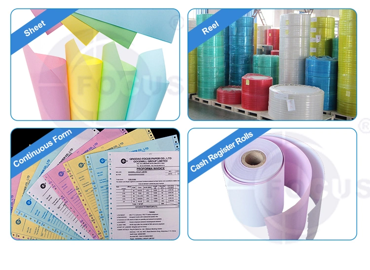 100% Impor Virgin Wood Pulp NCR Paper Warna Kuning Biru Hijau Merah Muda Grade A 0