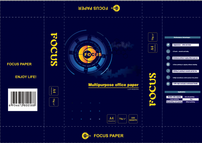 100% Kertas Salinan Foto Pulp Kayu OEM Ukuran A4 & Ukuran Surat 70gsm / 75gsm / 80gsm 0