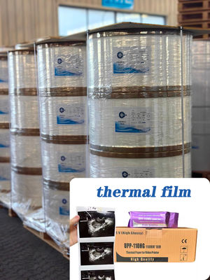 Media cetak termal yang dapat didaur ulang untuk kertas USG Lebar 445mm 75um 95um Opsi Label kemasan Jumbo Rolls Film termal
