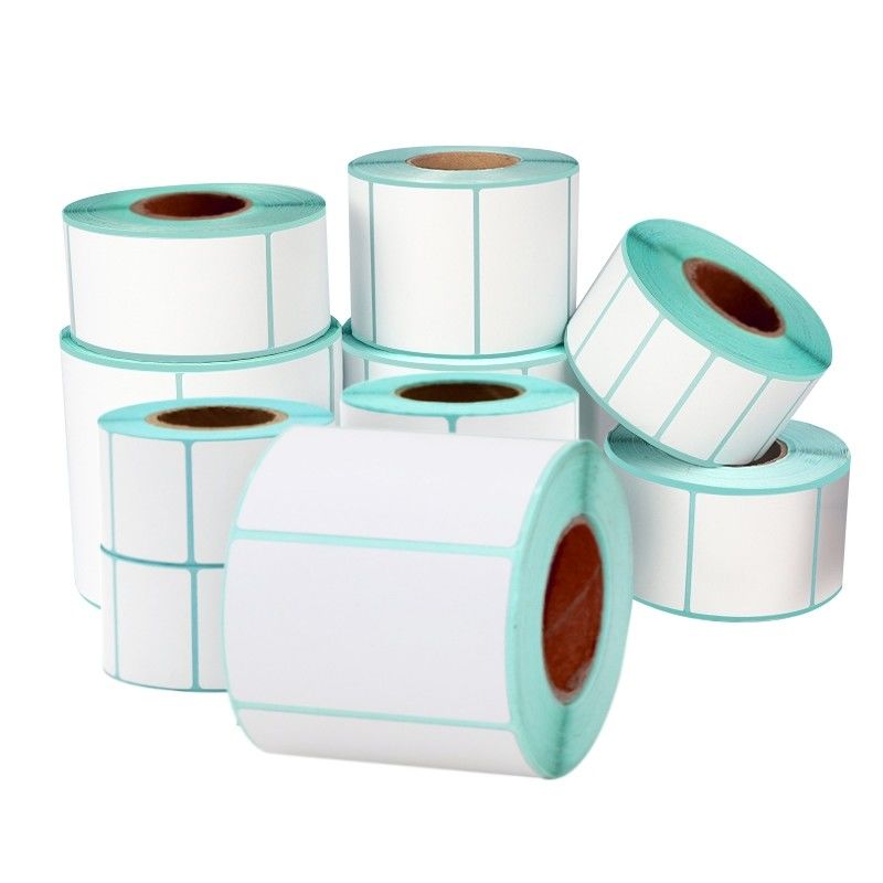 65gsm/70gsm White/Yellow/Blue Grease/Water Proof Logistics Glassine Paper Thermal Label Paper Roll Direct Self Adhesive