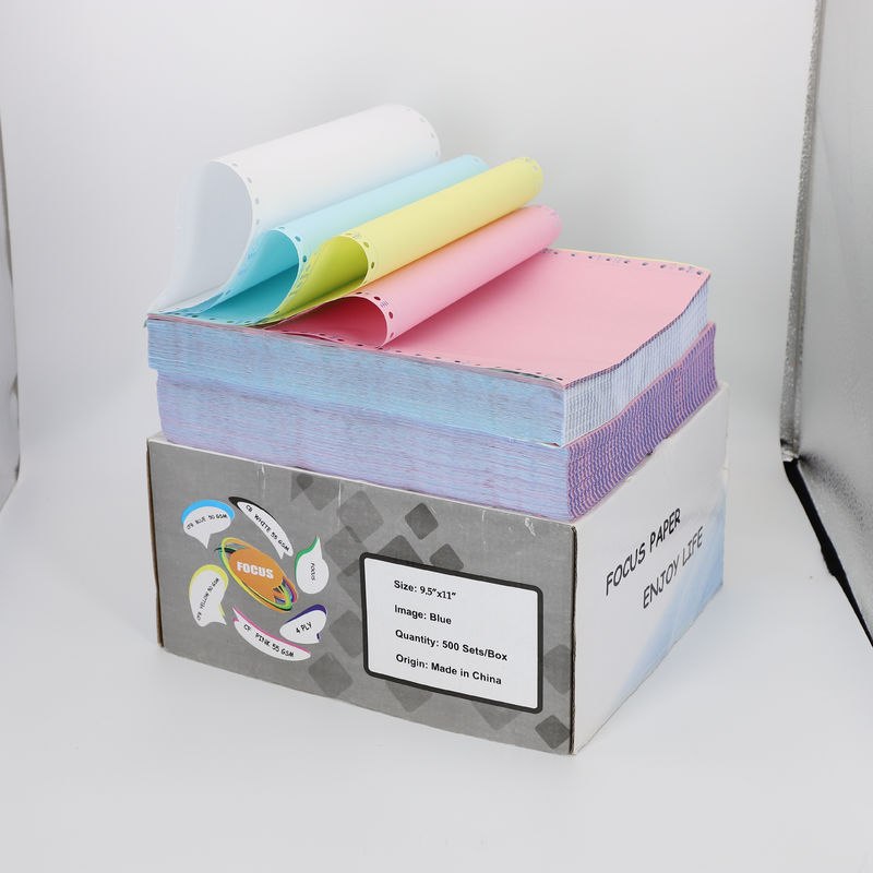 FSC A GRADE CB/CFB/CF Black / Blue Image Invoice 5 Plys NCR Paper For Continuous Bill