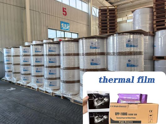 Ultrasound Paper Thermal Film 75um 95um Opsi Daur Ulang untuk Label Kemasan Jumbo Rolls